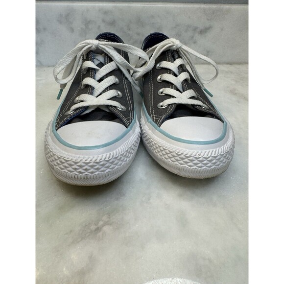 Converse All Star Lo Shoes, Double Tongue, Women's Size 6 Gray W/ Aqua Blue - Picture 4 of 11